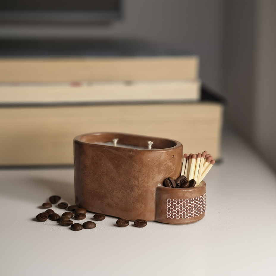 Match & Glow - Lumanare parfumata in vas ceramic cu aroma de Cafea